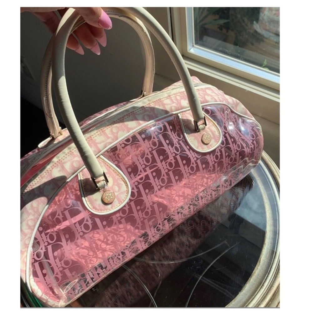 Pink Dior transparent bowling bag